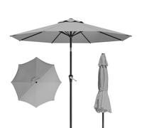 Tobeos Parasol de patio de 3 m, parasol d'extérieur avec bouton-poussoir d'inclinaison et manivelle, 8 baleines robustes, protection UV et imperméable, parasol de marché pour piscine, jardin, plage,