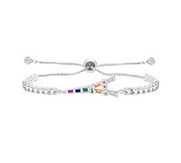 Tobestu Bracelet breloque plaqué platine avec tour Eiffel et accents délicats en zircon - Style bolo ajustable inspiré de la romance parisienne YA5691