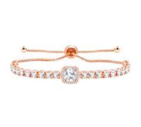 Tobestu Bracelet carré en zircon blanc, Chaîne bolo ajustable pour anniversaire, quotidien, demoiselles d’honneur et occasions décontractées YA4536