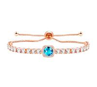 Tobestu Bracelet carré en zircon bleu clair, Bolo en zircon cubique étincelant et ajustable pour vacances, remise de diplôme et usage quotidien élégant YA4536