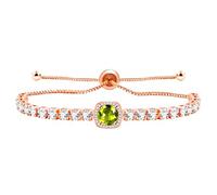 Tobestu Bracelet carré en zircon vert olive, Bracelet bolo de tennis plaqué or rose pour femmes, idéal pour fête, bal et port quotidien YA4536