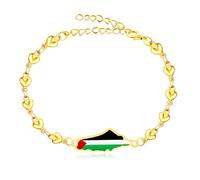 Tobestu Bracelet carte de la Palestine plaqué or avec breloques aux couleurs du drapeau - Accessoire culturel et réglable pour un usage quotidien YA5212
