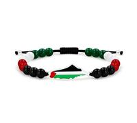 Tobestu Bracelet carte de la Palestine plaqué platine avec perles aux couleurs du drapeau - Bijou design amitié culturelle YA5883