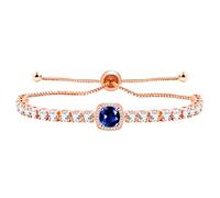 Tobestu Bracelet de tennis en zircon bleu foncé, Bolo carré élégant et ajustable avec fermoir coulissant YA4536