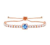 Tobestu Bracelet de tennis en zircon cyan clair, Design bolo ajustable minimaliste pour plage, voyage et occasions décontractées YA4536