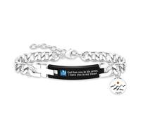 Tobestu Bracelet Dieu Te Tient dans Ses Bras - Chaîne Cuban en Acier Inoxydable - Charm Foi Graine de Moutarde YA4354
