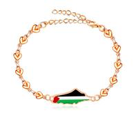 Tobestu Bracelet drapeau palestinien plaqué or rose - Accessoire chaîne cœur pour un usage quotidien et les festivals YA5884