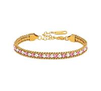 Tobestu Bracelet en Perles Artificielles et Zircon Cubique Rose Plaqué Or - Bijou Minimaliste de Mariée YA6107