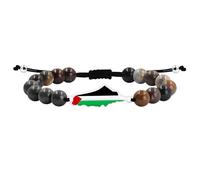 Tobestu Bracelet en Pierre Picture Jasper avec Charme Carte de la Palestine - Bijou Déclaratif Exprimant l'Identité Culturelle YA6029