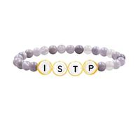 Tobestu Bracelet ISTP Gris - Pierre Naturelle Calcédoine - Bijou Lettres Type Énergie Humeur YA5886