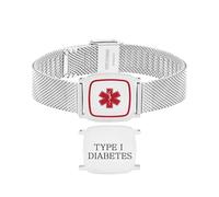 Tobestu Bracelet médical diabète de type I - Bijou d’identification d’urgence en acier inoxydable étanche YA6040