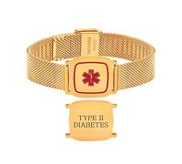 Tobestu Bracelet médical diabète de type II - Bijou d’urgence style montre en acier inoxydable pour femme YA6040