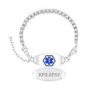 Tobestu Bracelet Médical Épilepsie - Chaîne Tennis en Zircon Classique Accessoire Réglable pour Usage Quotidien YA6003