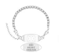 Tobestu Bracelet Médical Maladie Cardiaque en Zircon - Chaîne Tennis Moderne Bijou d’Urgence Santé pour Femmes YA6003