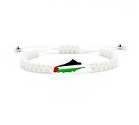 Tobestu Bracelet Palestine en corde nylon blanche - Pendentif plaqué platine - Bijou unisexe pour l’activisme et le soutien - YA5882