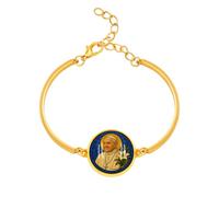 Tobestu Bracelet Pape plaqué or - Bracelet religieux ajustable - Pendentif photo catholique YA5952