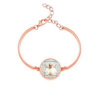 Tobestu Bracelet Pape plaqué or rose - Chaîne de foi catholique avec breloques saintes YA5952