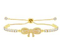 Tobestu Bracelet rivière réglable en platine/or/noir/or rose avec nœud papillon - Exquis oxyde de zirconium pour femme YA4867, Adjustable, Laiton, Oxyde de zirconium