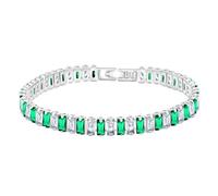 Tobestu Bracelet Tennis Rectangulaire en Zircone Blanche et Verte - Design Plaqué Platine Idéal pour Soirée et Usage Quotidien (Taille 17CM) YA4537