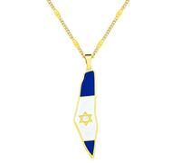 Tobestu Collier Drapeau Israël Plaqué Or - Bijoux Culturels avec Symbole Israël - Pendentif en Acier Inoxydable YA5139
