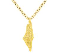Tobestu Collier Pendentif Carte de la Palestine Plaqué Or - Symbole de Paix Bijou Commémoratif YA5136