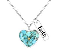 Tobestu Collier Pendentif Cœur en Turquoise Foi - Accessoire Chrétien Baptême Inspiré Graine de Moutarde YA5507