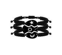 Tobestu Ensemble de 3 bracelets assortis pour famille et amis, avec lune, soleil et étoile en acier inoxydable, faits à la main Y4122