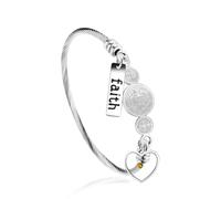 Tobestu Y4231 Bracelet jonc en acier inoxydable plaqué or blanc/or/rose avec médaille de Saint Benoît pour femme - Graine de moutarde pour foi CSPB Croix chrétienne pour prière d'église, One Size,