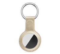 Tobfit Cuir Coque Compatible avec Apple AirTag, Cuir Étuis de Protection avec Porte Clés pour AirTag (Or)
