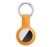 Tobfit Cuir Coque Compatible avec Apple AirTag, Cuir Étuis de Protection avec Porte Clés pour AirTag, Jaune