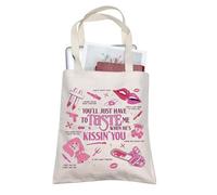 TOBGBE Country Singer Cadeaux pour chanteur inspiré de l'album de chanteur Marchandises en toile Sac fourre-tout Accessoires pour fans de chanteur, Taste Kiss-py1, 28*7INCHE