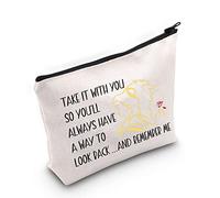 TOBGBE La Belle et la Bête Trousse de Maquillage La Belle et la Bête Citations Cadeau La Belle et la Bête Trousse de Maquillage Blanc crème Souviens-toi de Moi