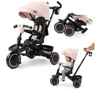 TOBI TIMBER Tricycle Évolutif Pliable Beige 1-5 Ans, Siège Rotatif 360°, Roue Libre, Canne Parent Réglable, Pare-Soleil, Roues EVA