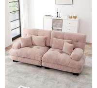 TOBIDOEN Canapé double cloud d'angle pour salon, appartement, bureau, combinaison flexible, 2 coussins lombaires + 2 coussins décoratifs, chenille, ensemble A (rose, 2 places)