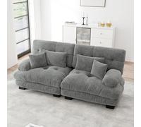 TOBIDOEN Canapé double cloud d'angle pour salon, appartement, bureau, combinaison flexible, 2 coussins lombaires + 2 coussins décoratifs, chenille, ensemble A (gris, 2 places)