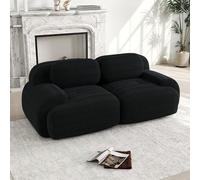 TOBIDOEN Canapé modulaire 2 places en velours côtelé, construction sans cadre avec accoudoirs incurvés, rembourrage hautement élastique pour salon, chambre à coucher et home cinéma, ensemble A (noir