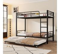 TOBIDOEN Lit en fer superposé 90 x 200 cm avec lit gigogne 90 x 190 cm, cadre de lit en métal avec sécurité anti-chute et échelle pour enfants et adolescents, charge maximale 120 kg, sans matelas