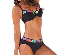 TOBILE Ensembles de bikini sexy deux pièces ensemble de bikini femmes été arc-en-ciel imprimé maillots de bain femme grande taille maillots de bain nouveaux femmes ensemble de bikinis noir,m
