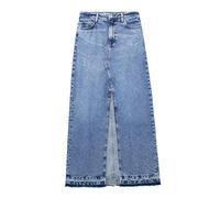 TOBILE Jupes longues en jean pour femme - Jupe bleue taille haute - Fente délavée - Jupe longue pour femme - Jupe à bouton printanier pour femme, Jupe en jean., 44