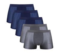 TOBILE Lot de 5 boxers pour homme avec trou en maille pour homme - Boxer pour homme - Boxer pour homme - Boxer pour homme - Boxer pour homme - 3 bleu, 2 gris, 5XL