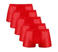 TOBILE Lot de 5 boxers pour homme avec trou en maille - Pour homme - Rouge - XL
