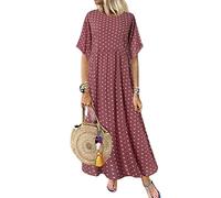 TOBILE Robe Robe Vintage Imprimé Été Demi Manches Lâche Robe Décontractée Grande Taille Femme Robe Longue Grande Robe Swing Robes Robe Vestidos