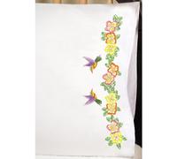 Tobin Design Works Crafts Taies d'oreiller estampées, Housses d'oreiller colibris 50,8 x 76,2 cm, kit de Broderie