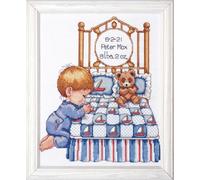 Tobin Home Crafts Kit de broderie au point de croix "Prière du soir garçon", motif à compter, 28x36cm