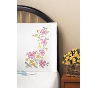 Tobin Paire de taies d'oreiller estampées pour Broderie, 50,8 x 76,2 cm, Motif Floral