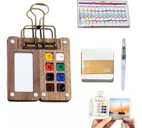 Tobios Kit d'aquarelle de poche, ensemble de voyage Tobios Pocket Artist Aquarellset, Mini kit de peinture aquarelle en bois pour peintres, artistes, étudiants, débutants (8 ensembles)