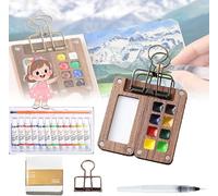 Tobios Watercolor Set, Tobios Mini Watercolor Sets, Pocket Artist Watercolor Travel Set, For Artists, Beginners & Painting Enthusiasts (Wooden- 8 grids + 12 watercolors)