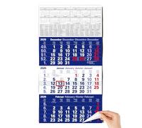 TOBJA Calendrier mural 2025 avec curseur - Bleu - Calendrier mural 2025 - Certifié FSC - Avec vacances scolaires, jours fériés et aperçu de l'année - Grand format 56 x 30 cm (plié)