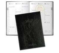 TOBJA® OptiPlaner Pure Agenda 2027 classique aspect cuir, 30 minutes de temps 7 à 21 heures, planificateur hebdomadaire entre A5 et A4 (18,5 x 26 cm), FSC, 4 langues