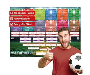 TOBJA Plan de jeu WM 2026 Pro Edition DIN A1 (84,1 x 59,4 cm) - Poster mural à écrire sur le thème de la Coupe du monde de football 2026, tous les jeux avec heure et lieu de jeu, papier 250 g
